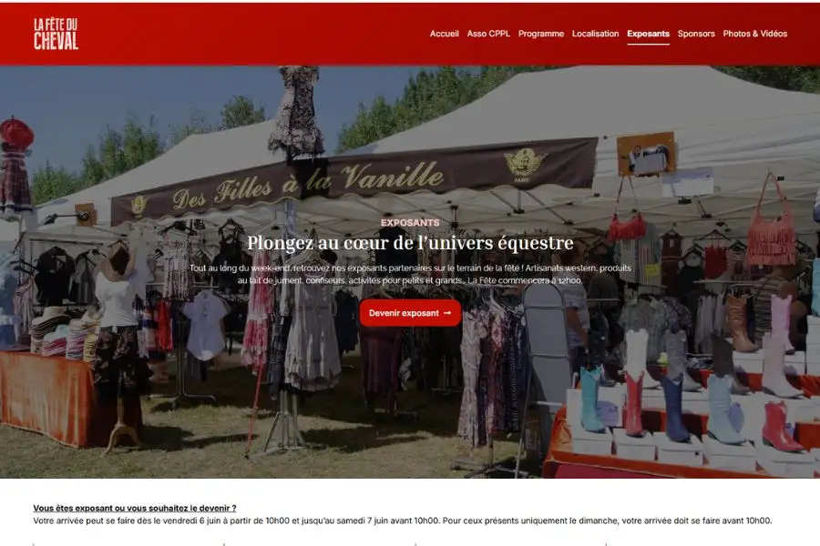 Projet de webdesign, conception de site web et référencement SEO - Fête du Cheval